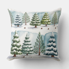 Élégant Coussin de Noël botanique d'hiver