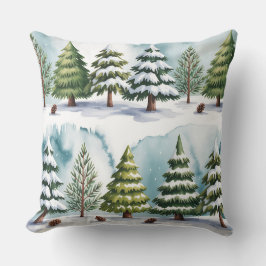 Élégant Coussin de Noël botanique d'hiver