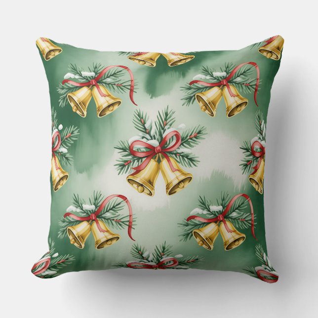 Élégant Coussin de Noël botanique d'hiver (Recto)