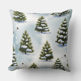 Élégant Coussin de Noël botanique d'hiver