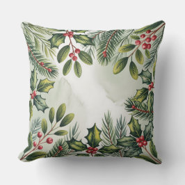 Élégant Coussin de Noël botanique d'hiver