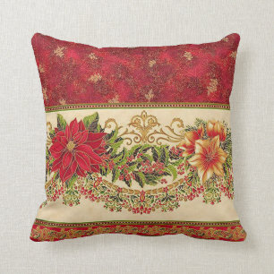 Élégant Coussin de Noël Poinsettia !