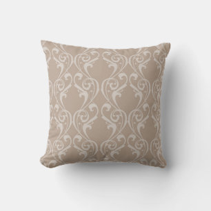 Élégant coussin décoratif Taupe à motif damassé 4