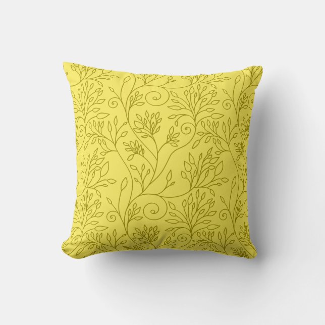 Élégant Coussin fleuri jaune (Recto)