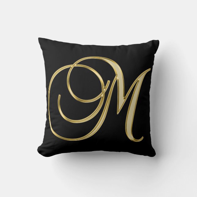 ÉLÉGANT COUSSIN NOIR AVEC DÉTAILS EN OR (Recto)