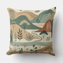 Elégant Coussin Paysage de Montagne - Tons Terrest