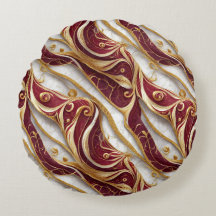 Élégant Coussin Rond à Jeter en Marbre Bourgogne &