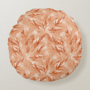 Elégant Coussin rond feuille de palme de corail