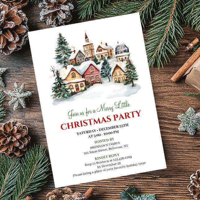 Elegant cozy holiday scene Christmas dinner invite Einladung (Elegant cozy holiday scene Christmas dinner invitation)