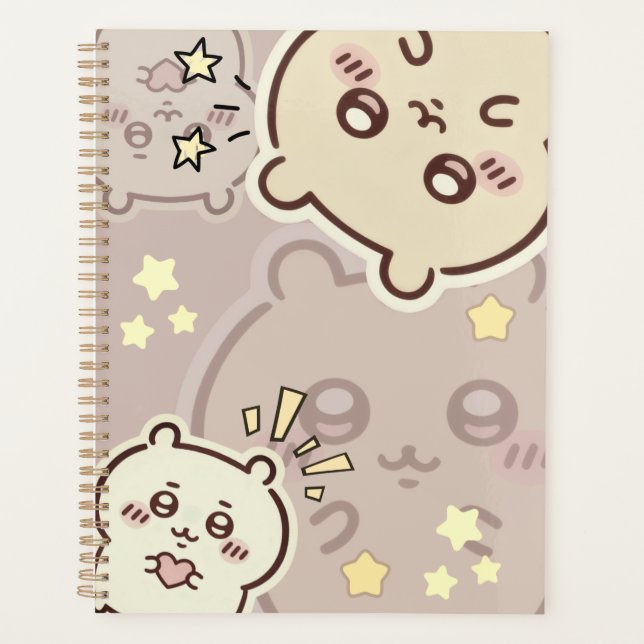 Elegant Cream Bear Pattern Weekly Planner  Planer (Vorderseite)