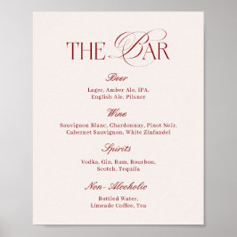 Elegant Cream & Burgundy Wedding Bar Poster