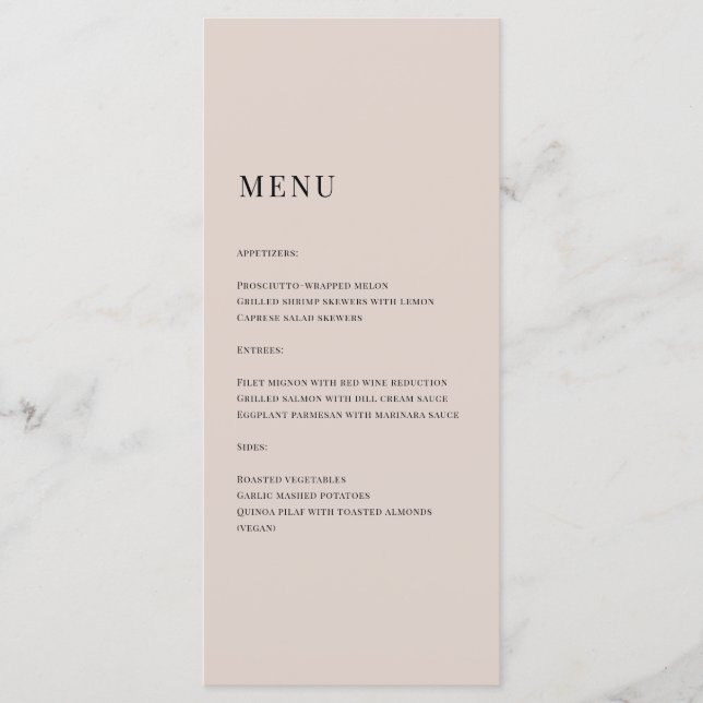 Elegant Cream Colored Monogram Wedding Menu Menükarte (Vorderseite)