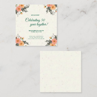 Elegant Cream Floral 50 Jahre Jubiläum Begleitkarte