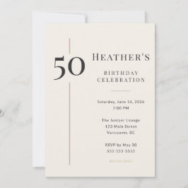 Elegant Cream & Gold 50th Birthday Einladung