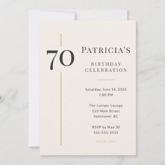 Elegant Cream & Gold 70. Geburtstag Einladung