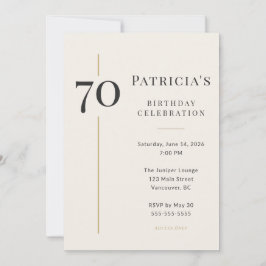 Elegant Cream & Gold 70th Birthday Einladung