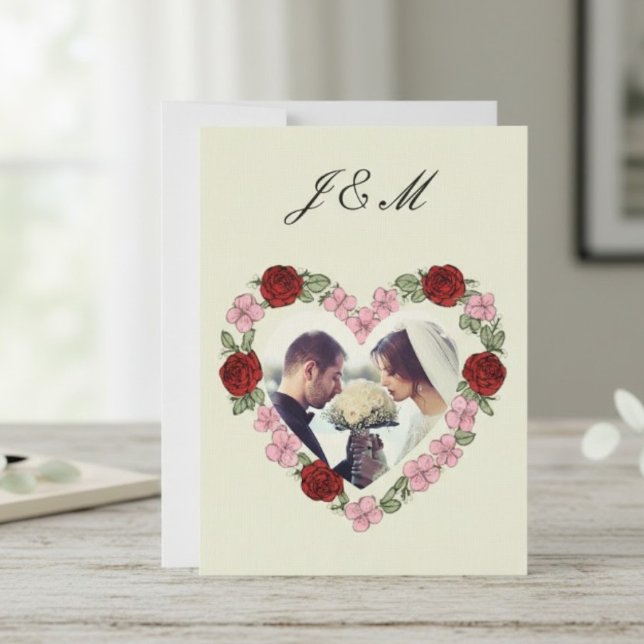 Elegant Cream Rose Heart Wedding Invitation (Von Creator hochgeladen)