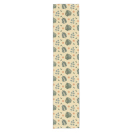Elegant Cream Sage Green Botanical Kurzer Tischläufer