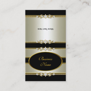 Elegant Creme Gold Schwarz umklappen Visitenkarte