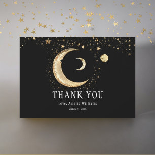 Elegant Crescent Moon Celestial Gold Vielen Dank Dankeskarte