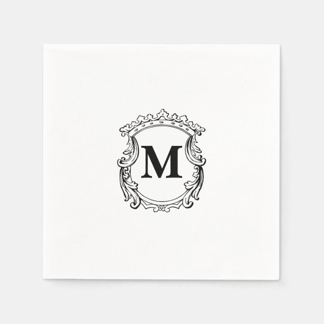 Elegant Crest Custom Monogram  Serviette (Vorderseite)