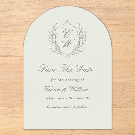 Elegant Crest Wreath Save the Date Acryleinladungen