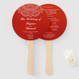 Elegant Crimson Paisley Indian Wedding Program Fächer