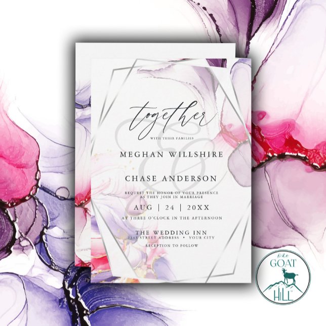 Elegant Crimson Pink and Lilac Fluid Ink Einladung (Von Creator hochgeladen)