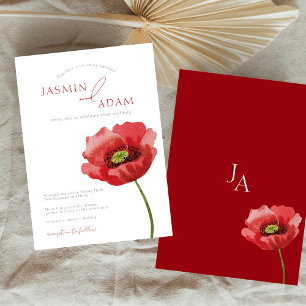 Elegant Crimson Red Poppy Floral Wedding Einladung