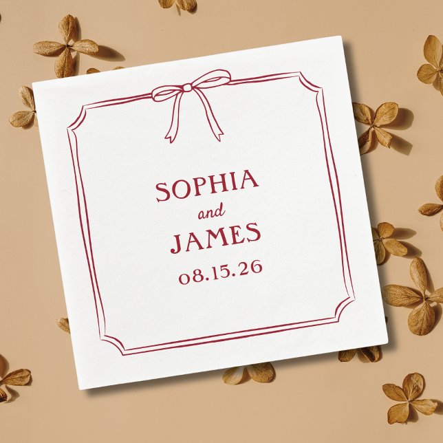 Elegant Crimson Red Simple Classic Bow Wedding Serviette (Von Creator hochgeladen)