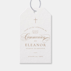 Elegant Cross Calligraphy Communion Bevorzugung Geschenkanhänger