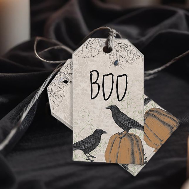Elegant Crow Halloween Gefallen Geschenkanhänger (Elegant Personalized Halloween Favor Tags)