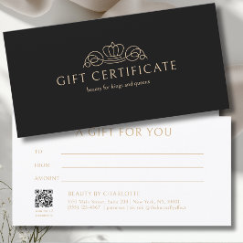 Elegant Crown Salon Black Beige Gift Certificate