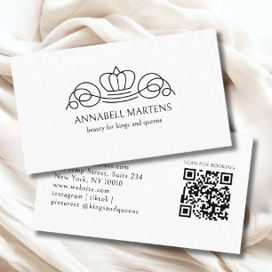 Elegant Crown Salon White QR-Code Visitenkarte