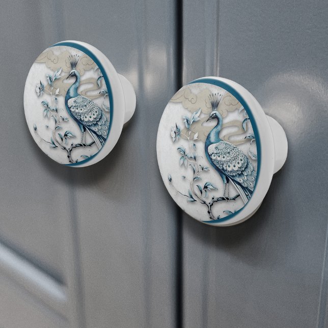 Elegant Crowned Peacock Ceramic Knob Keramikknauf (Von Creator hochgeladen)