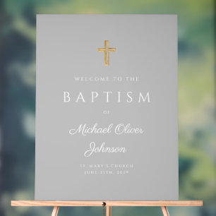 Élégant culte Grey Boy Baptism Bienvenue