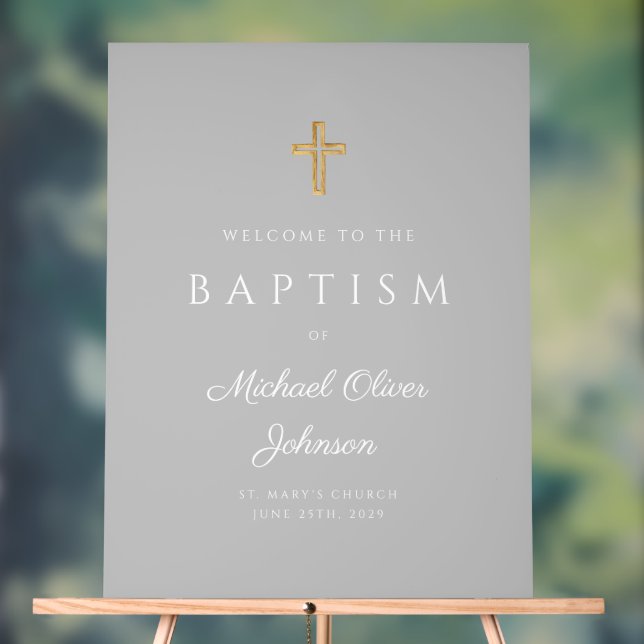 Élégant culte Grey Boy Baptism Bienvenue (Neutre)