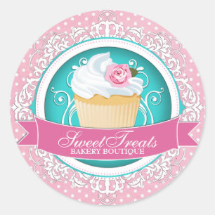 Élégant Cupcake Boulangerie Stickers Boîte