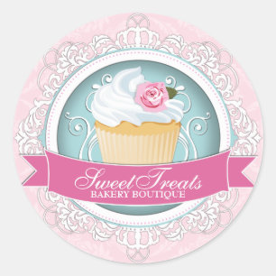 Élégant Cupcake Boulangerie Stickers Boîte