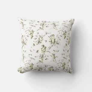 Elegant Cupid Angels Beige Weiße Blumenzunge Kissen