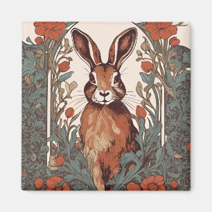 Elegant Curious Hare William Morris Inspiriert Magnet