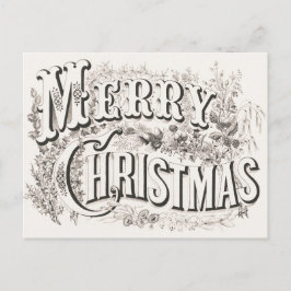 Elegant Currier & Ives MERRY CHRISTMAS Lithograph Postkarte
