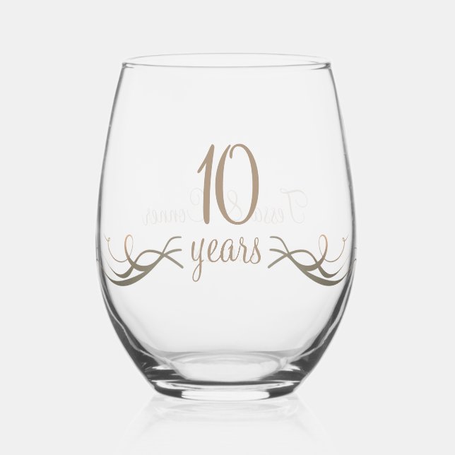 Elegant Custom 10-jähriges Keepake Geschenk Weinglas Ohne Stiel (Vorderseite)