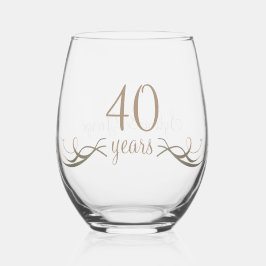 Elegant Custom 40th Anniversary Keepake Geschenk Weinglas Ohne Stiel