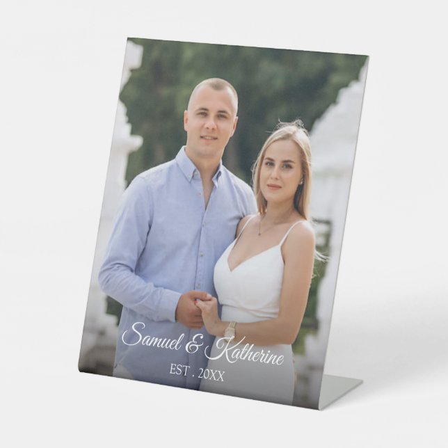 Elegant Custom Couple Photo Script Name Valentine Sockelschild (Vorderseite)