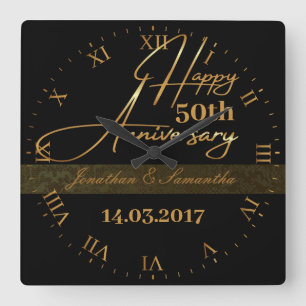 Elegant Custom Happy 50 Jahre Quadratische Wanduhr