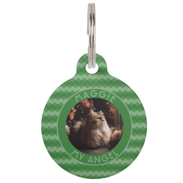 Elegant Custom  Kitten Owner Gift Chevron Checkers Haustiermarke (Vorderseite)