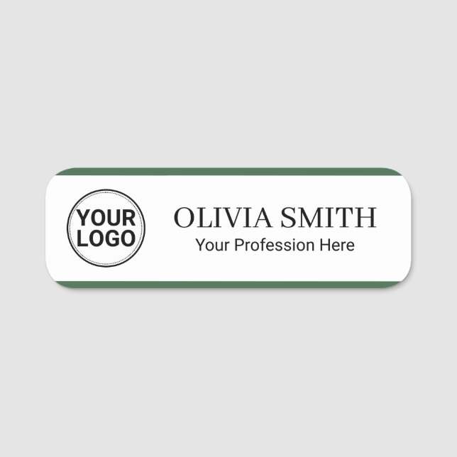 Elegant Custom Logo Employee Name Profession Namensschild (Vorderseite)
