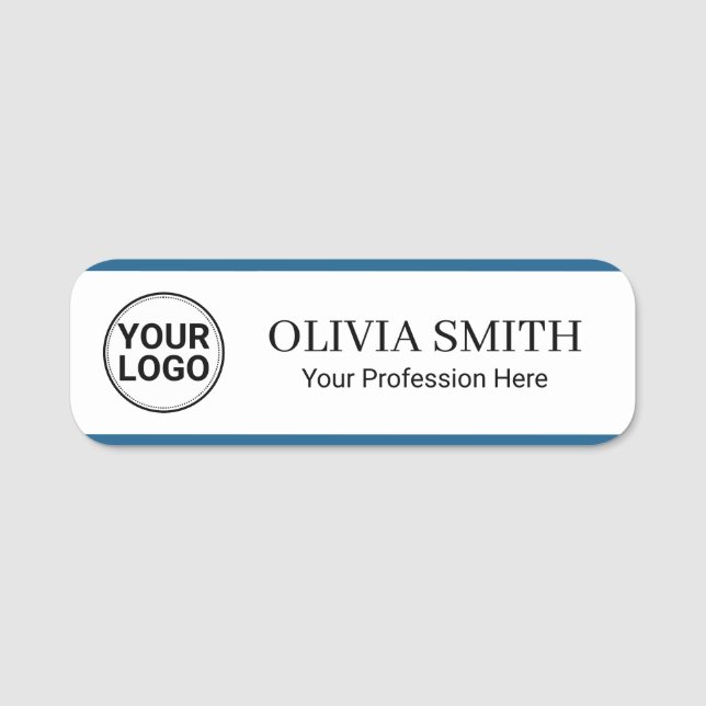 Elegant Custom Logo Employee Name Profession Namensschild (Vorderseite)