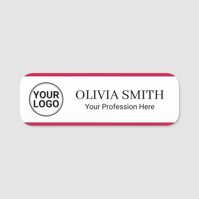 Elegant Custom Logo Employee Name Profession Namensschild (Vorderseite)